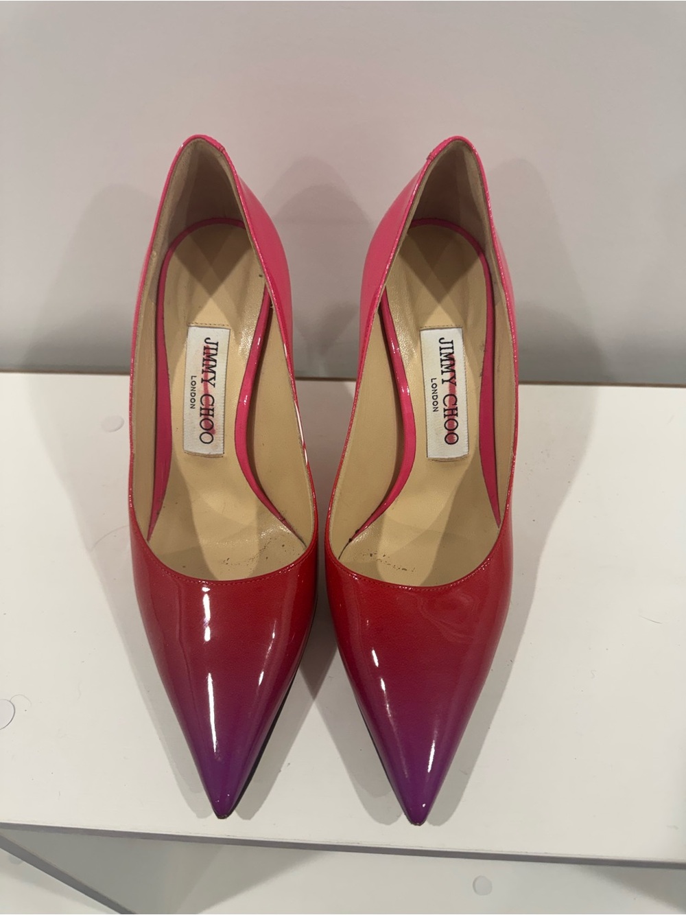 Jimmy Choo Pink-to-Purple Ombre Pointed Toe Pumps